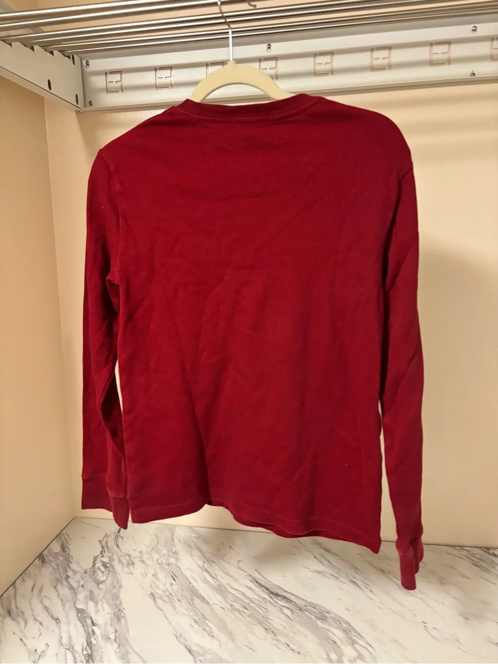 Polo Ralph Lauren Red Waffle Knit Thermal Long Sleeve Shirt - Kids L 14-16